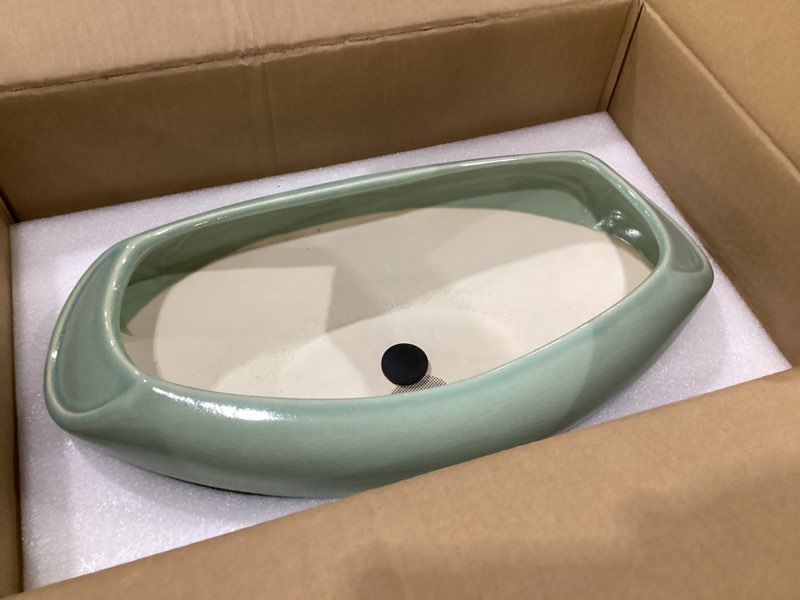 Condition photo showing Good Condition for ceramic bonsai pots - large succulent planter 18 inch plant pot indoor succulent pot with drainage hole outdoor planter bonsai tree pot for house home garden decor green green (18 inch)