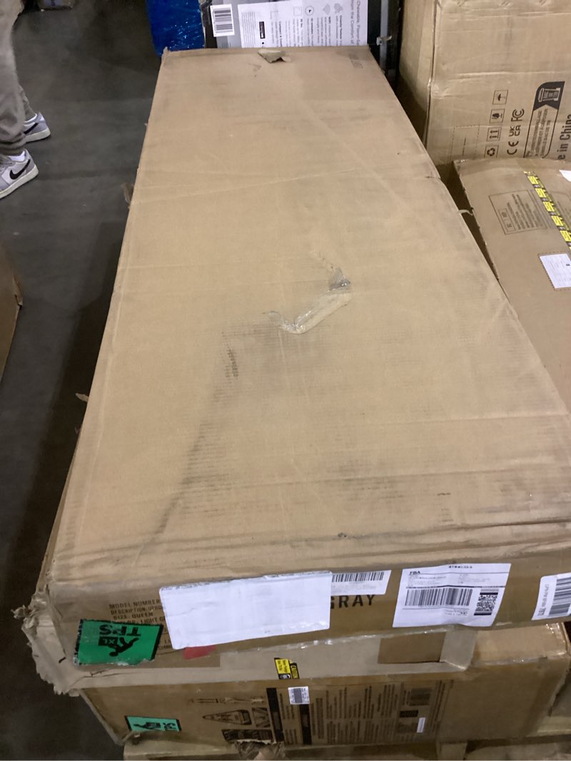 Condition photo showing New/Like New for Queen Size Bed Frame with Upholstered Wingback Headboard, Easy Assemnly Platform Bed, Wooden Slat Support No Box Spring Needed, Light Gray Light Grey Queen