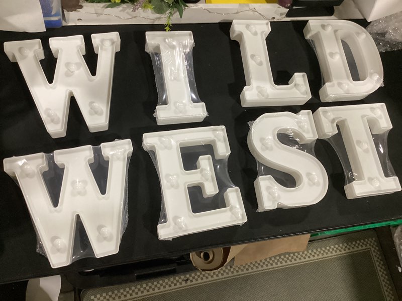 Condition photo showing Good Condition for aurelema western party decorations wild west light up letters sign west cowboy & cowgirl for birthday western baby shower party tabletop decor photo props supplies