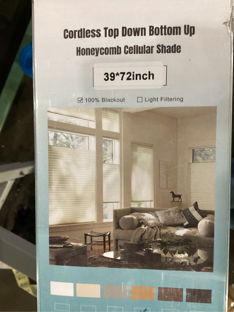 Condition photo showing New/Like New for Cordless top down bottom up honeycomb cellular shade 