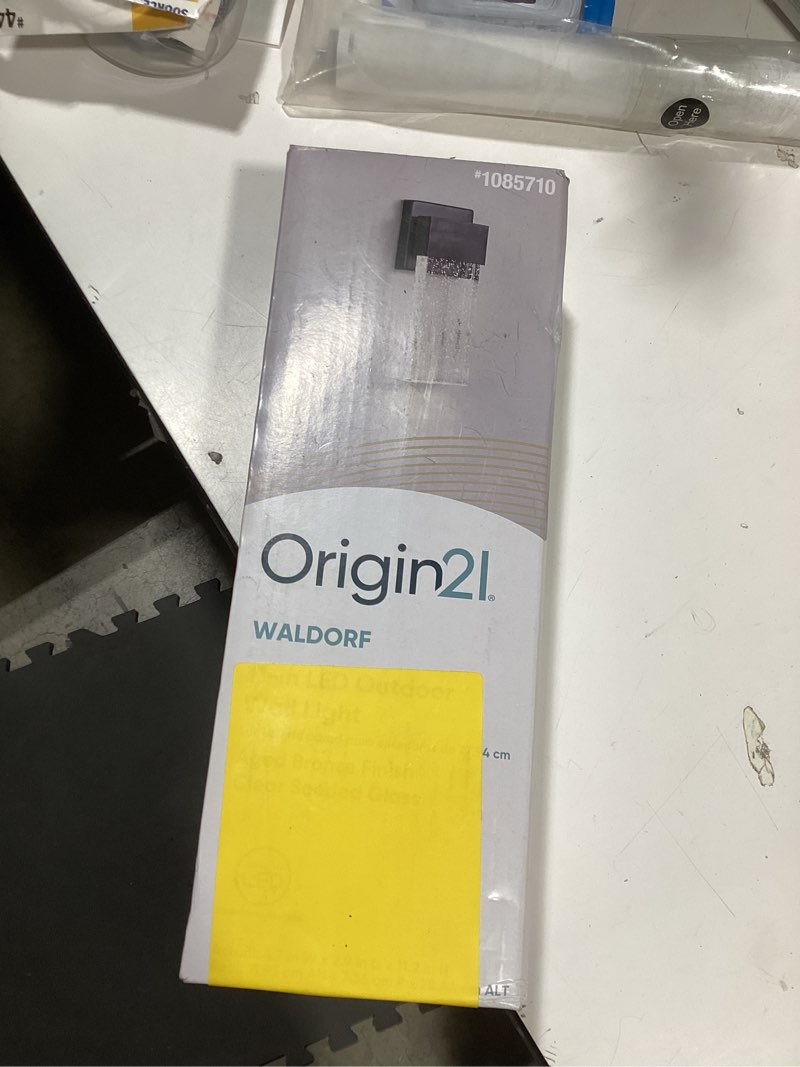 Condition photo showing As Is for allen + roth waldorf  outdoor wall light  (led not working)