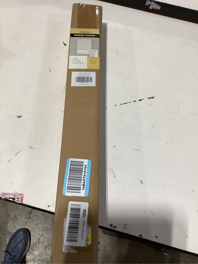 Condition photo showing New/Like New for no tools no drill cordless roman shades for indoor windows 100% blackout, for window size 25" w × 48" h beige beige 25" w × 48" h
