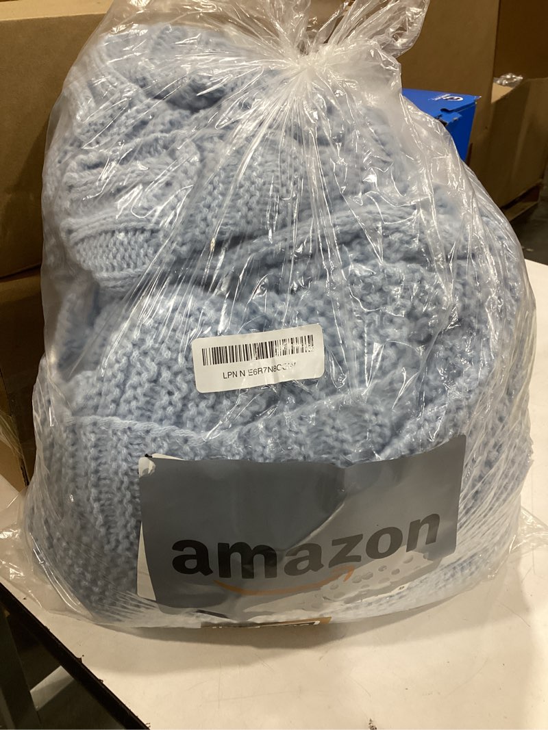 Condition photo showing New/Like New for carriediosa knit throw blanket for couch 60x80 stripe cable knitted throws | light blue, soft textured neutral fall blankets, cozy decorative home decor, cover for bed, sofa & outdoor use light blue 60" x 80"