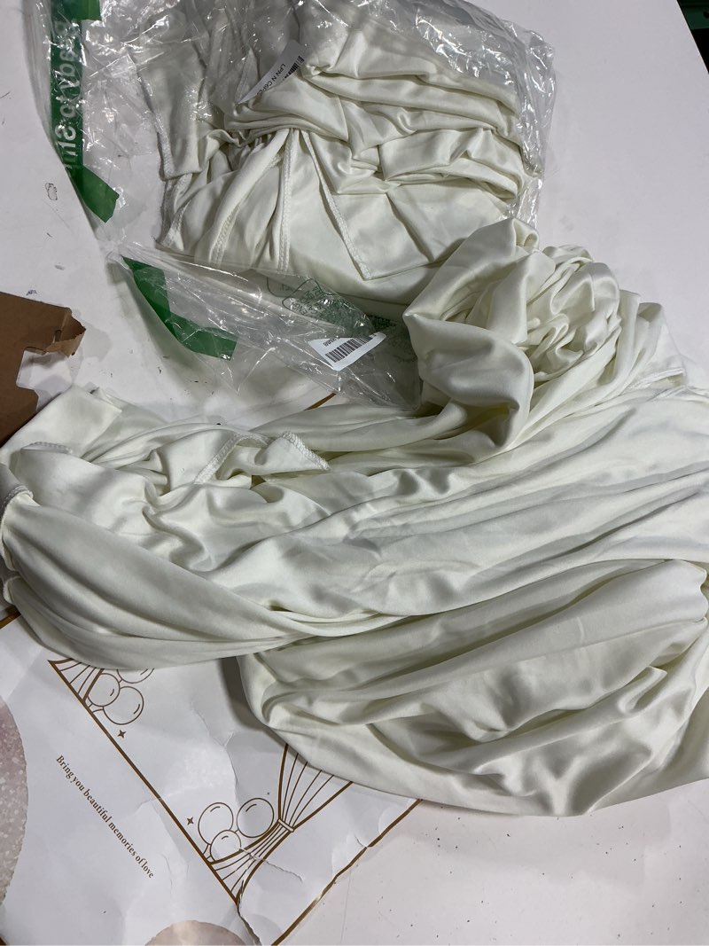 Condition photo showing Good Condition for ivory backdrop curtain 2 panels-wrinkle-free beige curtains polyester photography drapes for wedding party baby shower photo background decorations- 8 x10ft (ivory) w4' x h10'(2 panels) ivory