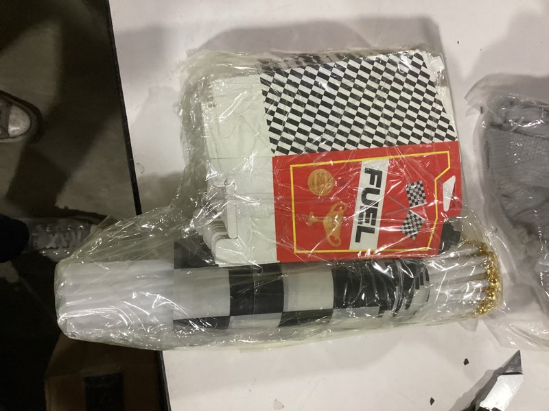 Condition photo showing New/Like New for Octaday 50 Pcs Race Car Treat Boxes with 50 Checkered Flags Black and White Checkered Flag Racing Popcorn Goodies Cookie Container for Race Car Birthday Party Supplie