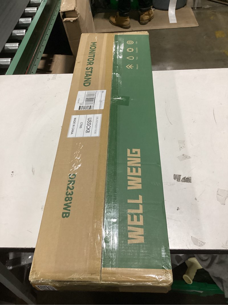 Condition photo showing Good Condition for WELL WENG Dual Monitor Stand Riser with Sliding Door, Double Computer Laptop Stand Desk Shelf Organi