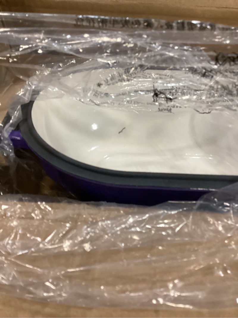 Condition photo showing Good Condition for vorringard enameled cast iron sourdough bread oven, dutch oven, loaf cast iron bread pan for homemade bread baking, meatloaf pan with lid, 5qt, purple 5 qt purple