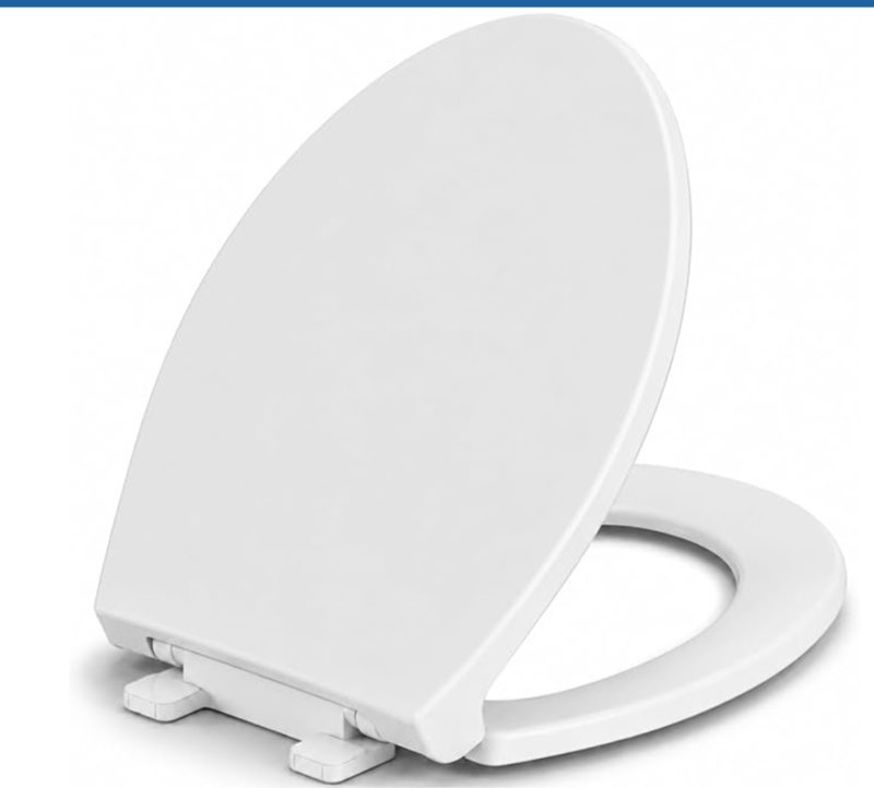 garvee toilet seat, elongated toilet seat with slow soft close, durable toilet seat elongated, never loosens, easy clean and install, white toilet seat fit for elongated toilets