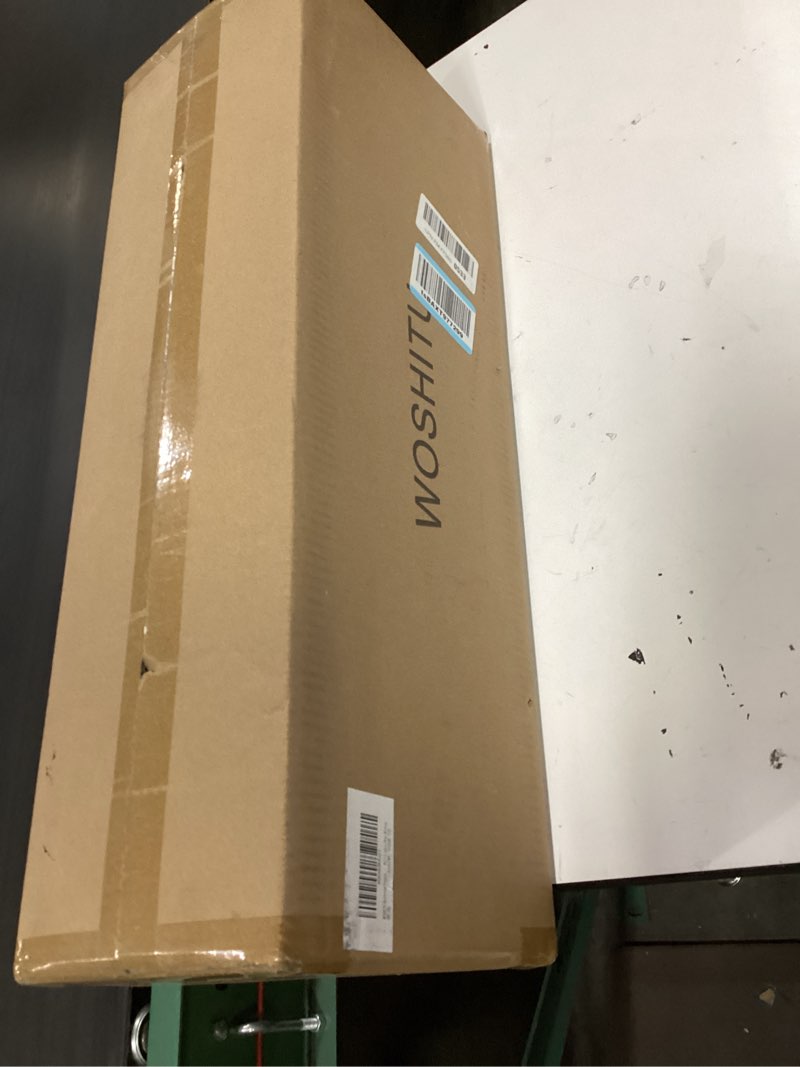 Condition photo showing New/Like New for woshitu bathroom vanity light fixtures: 23.3 inch modern matte black bathroom lighting fixtures over mirror with clear glass shade, 3 light vanity lighting fixtures wall lights over mirror matte black 3-light