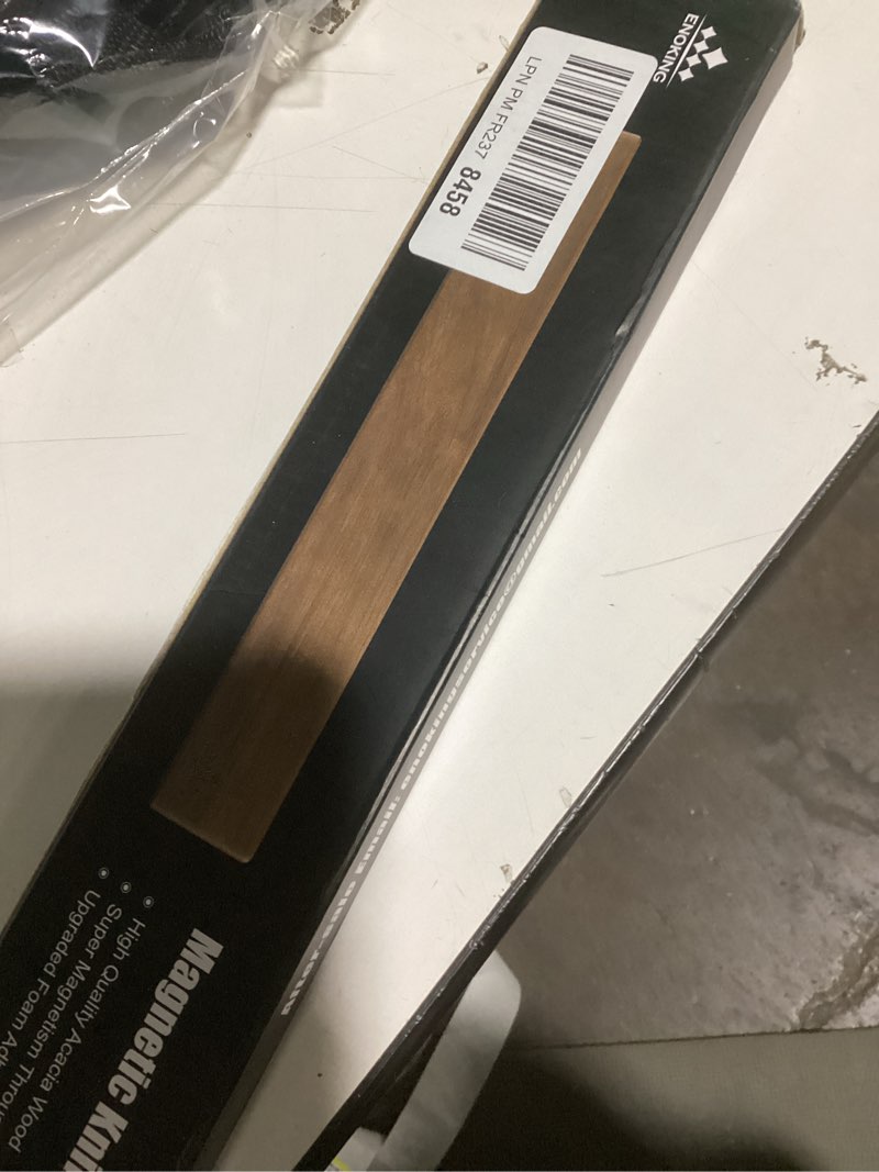 Condition photo showing New/Like New for Magnetic Knife Strips, Magnetic Knife Holder for Wall 16 Inch, Acacia Wood Knife Magnetic Strip Use as Knife Bar, Knife Holder for Kitchen Utensil Organizer, Without hooks 16" No Hooks