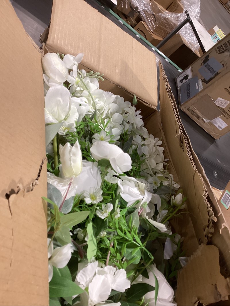 Condition photo showing Good Condition for 2pcs 19'' White Rose Free Standing Flowers Ball Bouquet Artificial Rose Arrangements Balls for Wedding Centerpieces Tables Chair Aisle Runner Flower Decor
