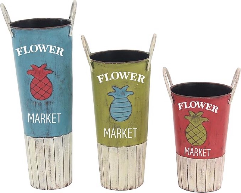((SIMILAR))Deco 79 47995 Flower Pot, Blue/Green/Red/White