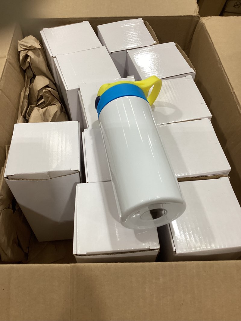 Condition photo showing Good Condition for 12 pack 12 oz sublimation straw sippy cup blank tumblers double wall vacuum insulated mixed color thermoses stainless steel water bottles for school (12)