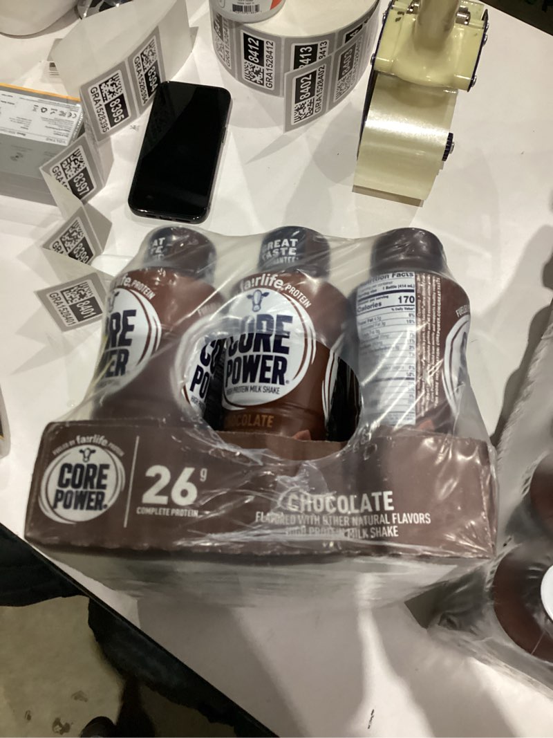 Condition photo showing New/Like New for Core Power Protein Shake with 26g Protein by fairlife Milk  Chocolate  14 fl oz  12 Count