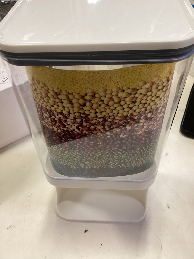 Condition photo showing New/Like New for Grain Dispenser,360 Rotating 6 Compartment Dry Food Dispenser,One-Click Output rice Storage Round Grain Dispenser Kitchen,Large Grain Container with Lid,for Rice Flour Cereal Dry Grains,Durable (M)similar smaller 