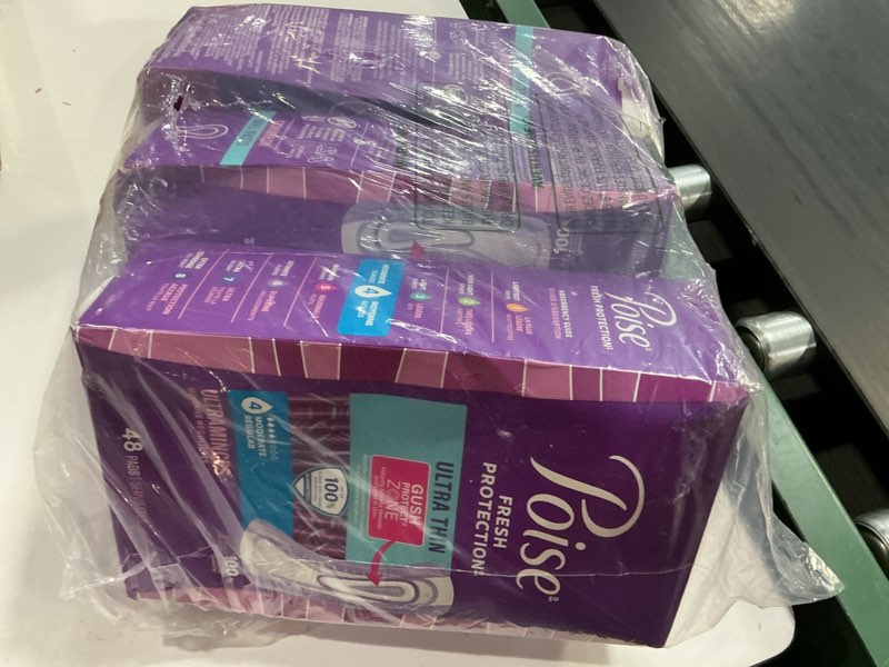 Condition photo showing Good Condition for poise ultra thin incontinence pads & postpartum pads for bladder leaks, 4 drop moderate absorbency, regular length, 144 count, packaging may vary regular length 144