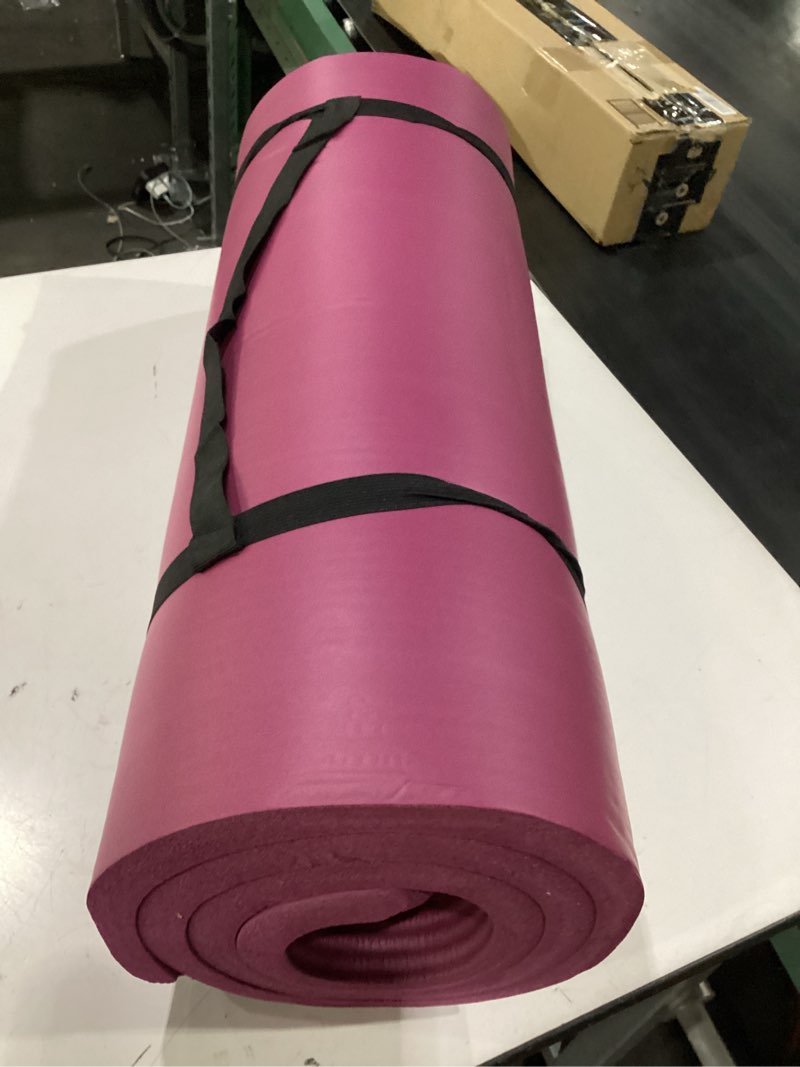 Condition photo showing New/Like New for retrospec solana yoga mat 1" thick w/nylon strap for men & women - non slip exercise mat for home yoga, pilates, stretching, floor & fitness workouts boysenberry 1 inch