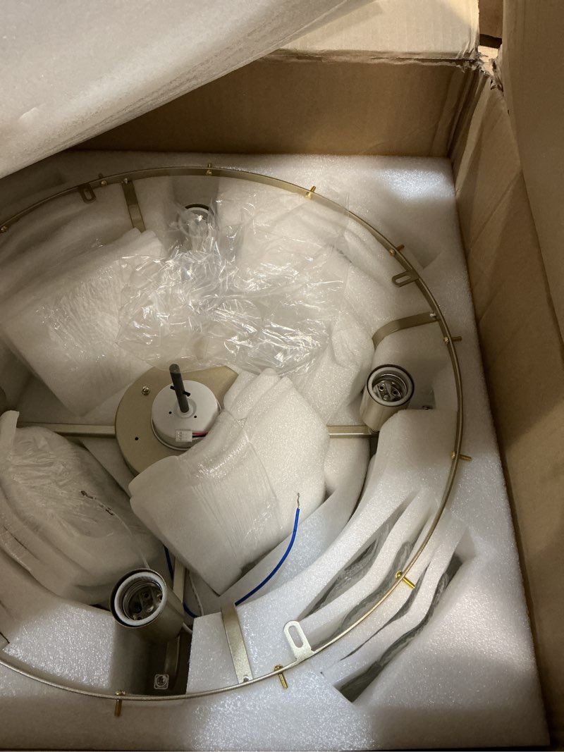 Condition photo showing Good Condition for Fandelier Ceiling Fan with Light 20” Gold Flower Chandelier Ceiling Fan with Lihgts Remote Control Modern Crystal for Girl's Bedroom,Nursery,Living Room 20 Inch Floral Fandelier Ceiling Fan