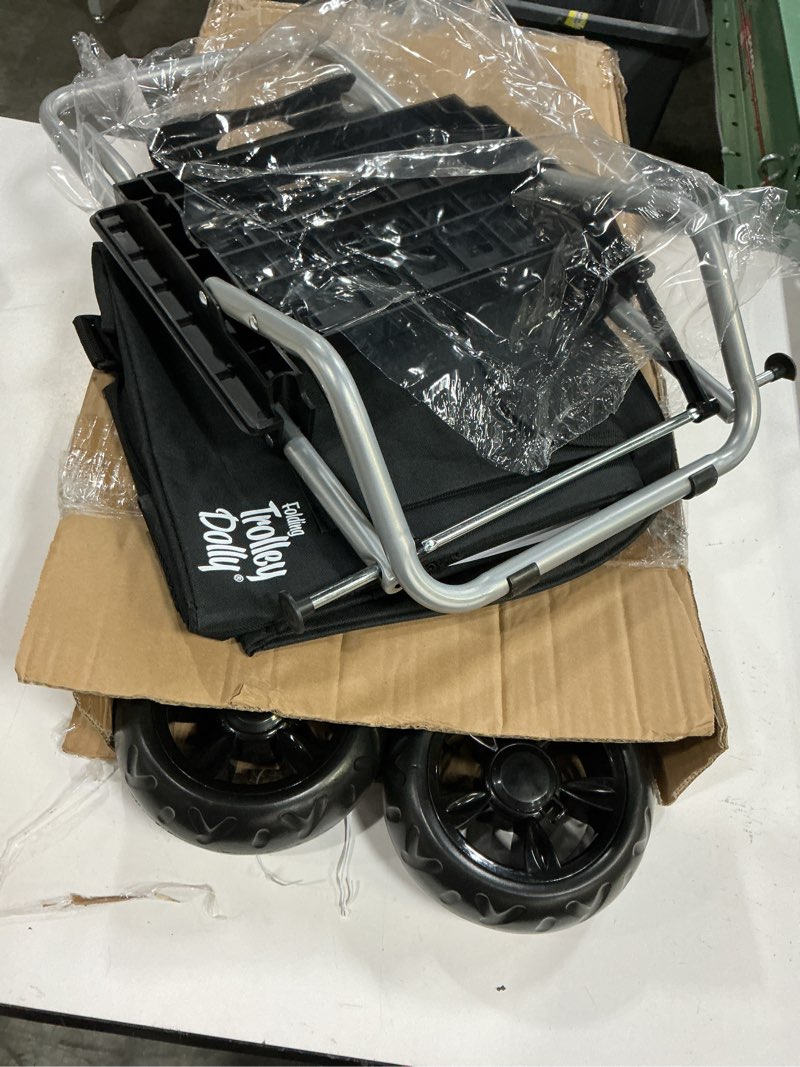 Condition photo showing Good Condition for dbest products trolley dolly black foldable shopping cart for groceries with wheels and removable bag and rolling personal handtruck standard cart black