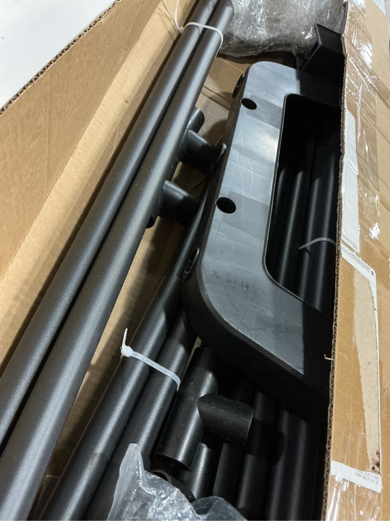 Condition photo showing As Is for (Similar)Double Rods Clothes Rack, Rolling Clothing Rack for Hanging Clothes Portable Wardrobe Rack, Metal Garment Rack Sturdy Coat Rack for Bedroom Laundry Living Room, Black (Black, Large) Black Large