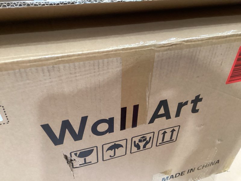 Condition photo showing Good Condition for 3D Textured Framed Blue and White Abstract Wall Art, 3 Piece Modern Artwork for Walls, Minimalist Na