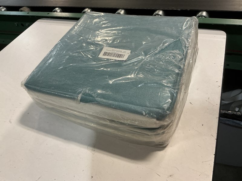 Condition photo showing New/Like New for hnzige fabric storage cubes baskets,13 inch cube storage bins with handles(4 pack) decorative storage baskets for organizing clothes, toys, closet, nursery (teal white) teal&white 13 x 13 x 13