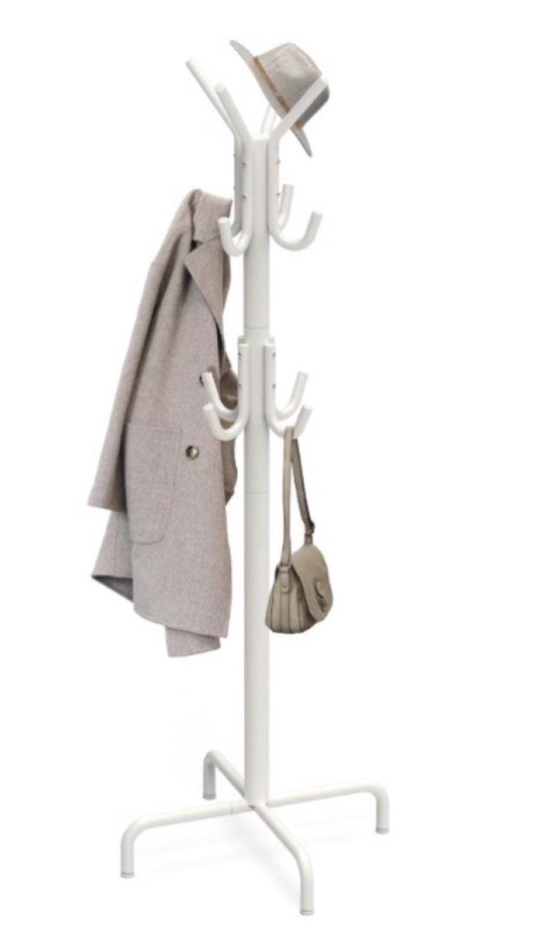  simple houseware standing coat and hat hanger organizer rack, 12 hooks, white