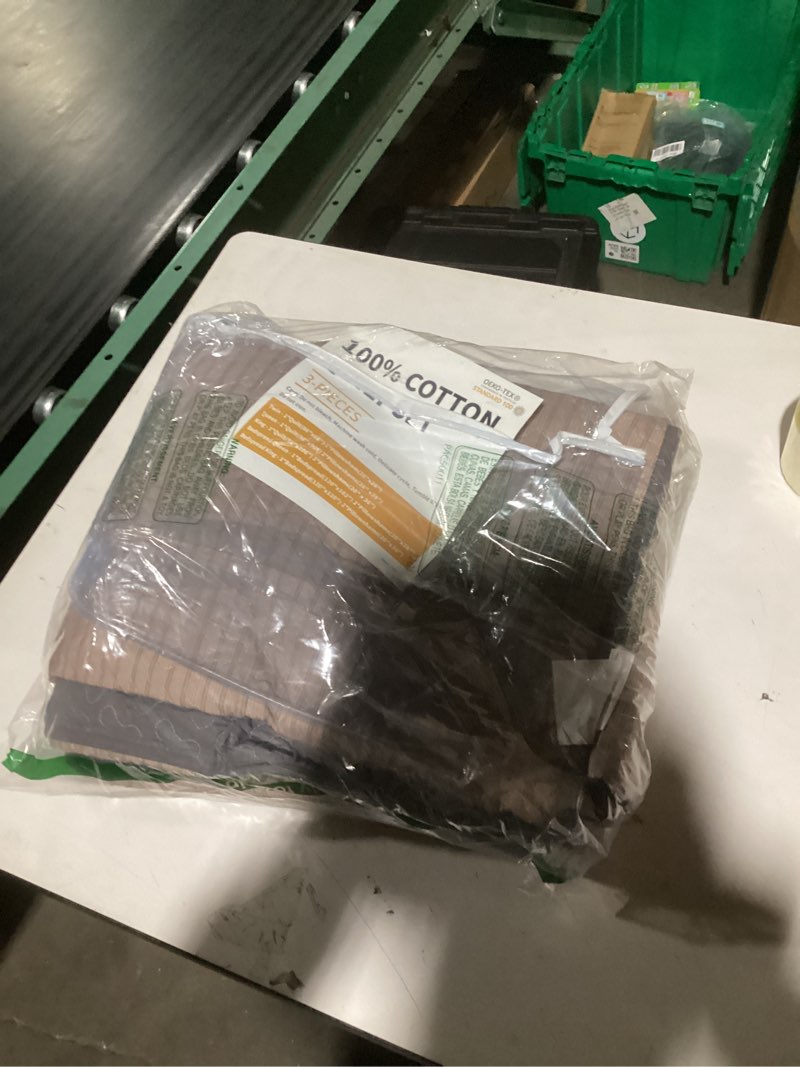 Condition photo showing Good Condition for Similar to. 100% Cotton Quilts Queen Size, Queen Quilt Bedding Set Bedspread, Striped Quilt for Queen Bed, 3 Pieces Farmhouse Reversible Lightweight Comforter Bed Spread, Gray/Brown/Beige Queen(90\"x98\") Gray/Brown/Beige