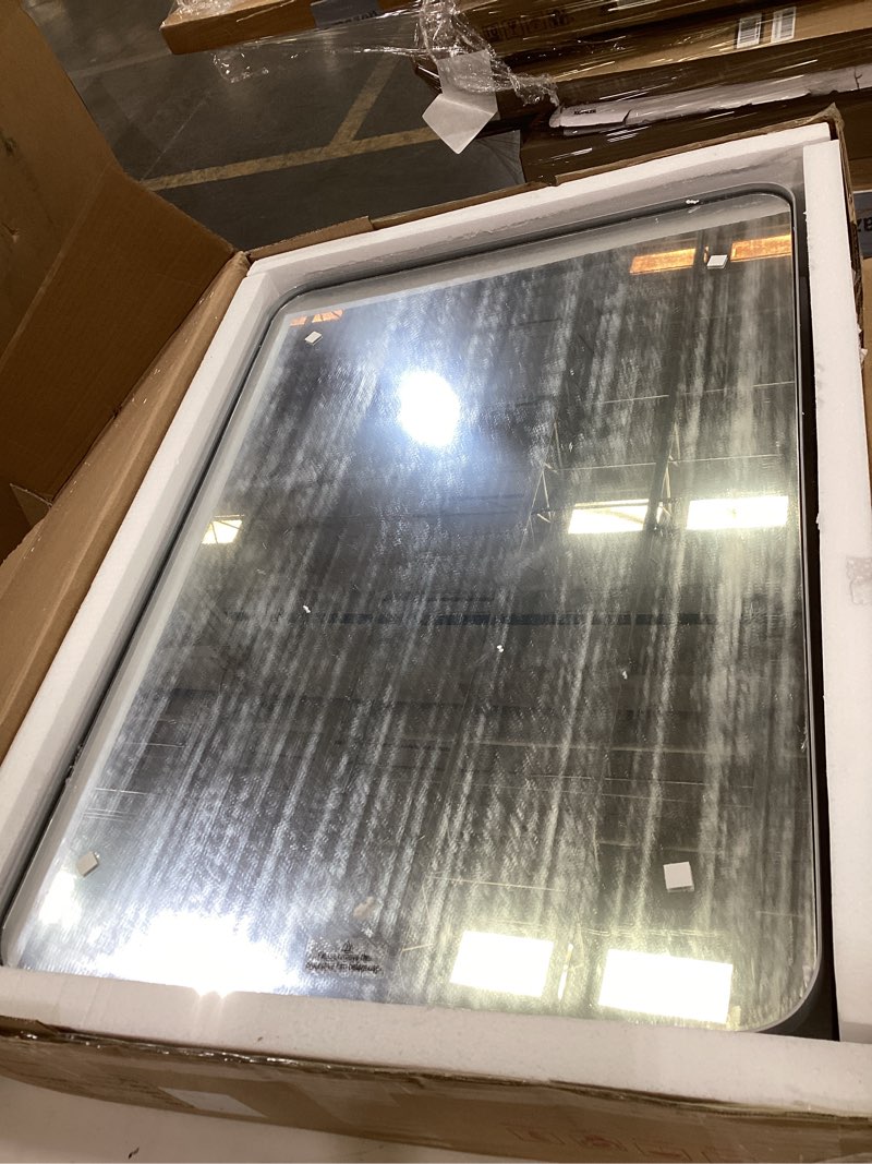 Condition photo showing New/Like New for 28x20 inch matte silver medicine cabinet with mirror for bathroom, aluminum medicine cabinet with frosted finish, recessed or wall mount medicine chest, modern sleek design, fully assembled matte silver 20"x28"