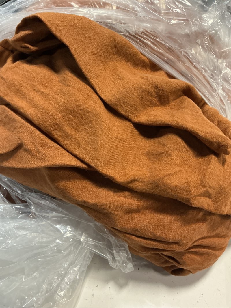 Condition photo showing As Is for european linen duvet cover set, king/cal king, terracotta