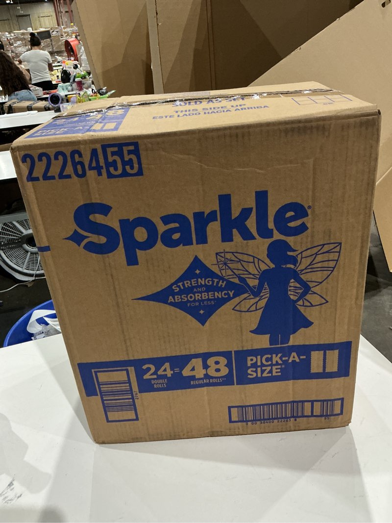 Condition photo showing New/Like New for sparkle pick-a-size paper towels, 24 double rolls (2,640 sheets total) - strong 2-ply towels for kitchen cleanup and everyday messes double 24 double rolls (pack of 1)