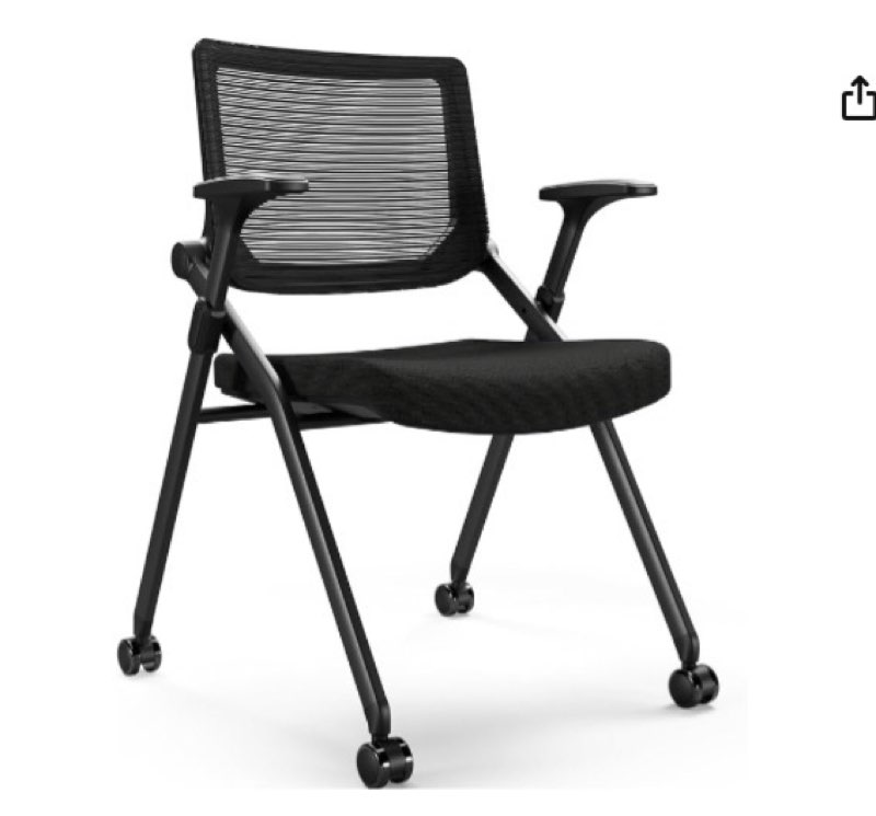 fylica foldable office chair set of 2 with pu wheels ergonomic mesh bouncing back, stackable confere
