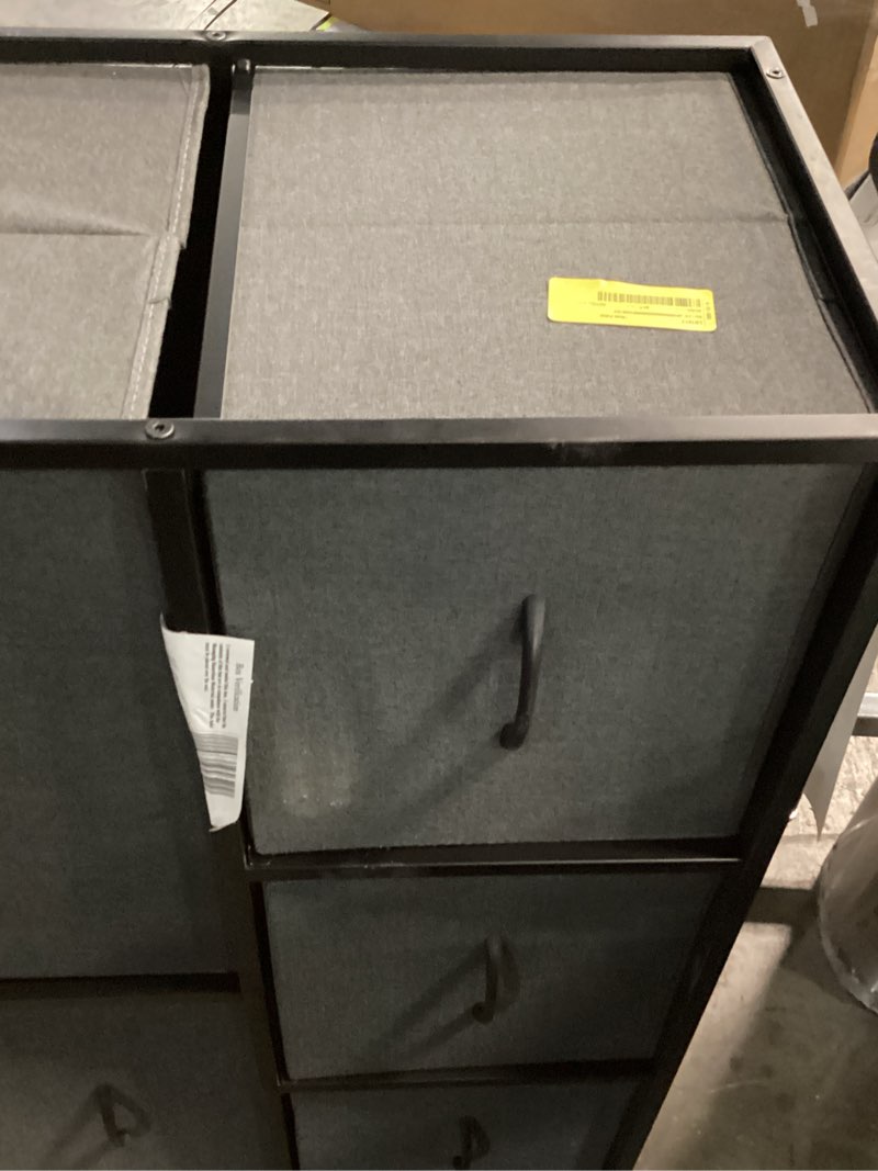Condition photo showing As Is for wlive dresser for bedroom with 5 drawers, wide chest of drawers, fabric dresser, storage organizer unit with fabric bins for closet, living room, hallway, dark grey dark gray 11.81"d x 39.37"w x 21.65"h