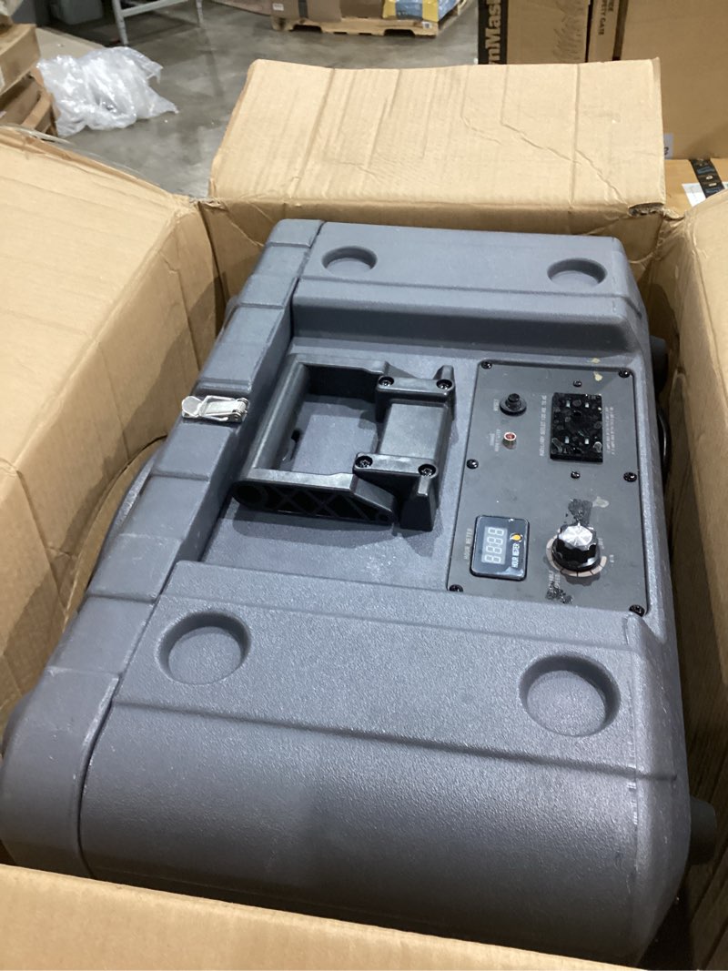 Condition photo showing As Is for vevor air scrubber with 3-stage filtration, stackable negative air machine 550 cfm, air cleaner with merv10, carbon, h13 hepa, for home, industrial and commercial use 550cfm
