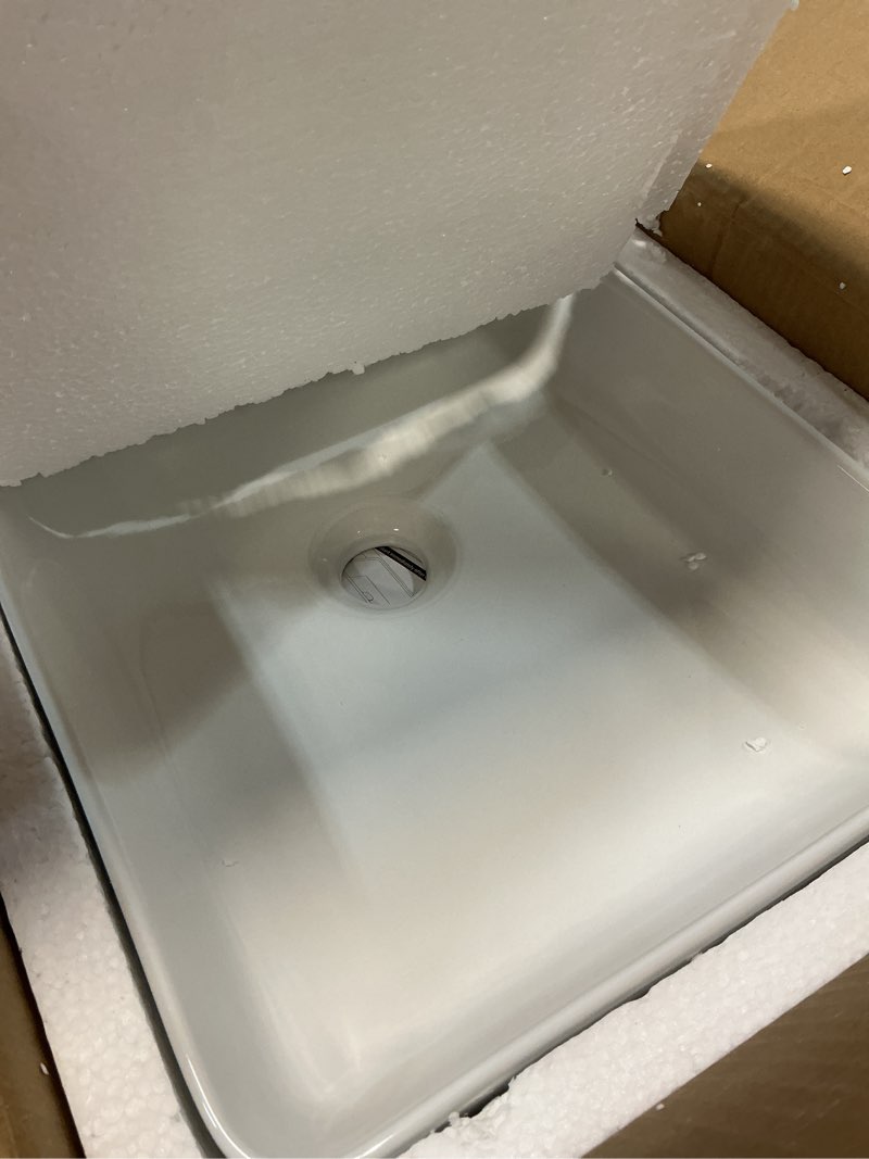 Condition photo showing As Is for kes bathroom vessel sink 20 inch above counter rectangular white ceramic countertop sink for cabinet lavatory vanity, bvs123s50 19.9" x 13.4" rectangle white