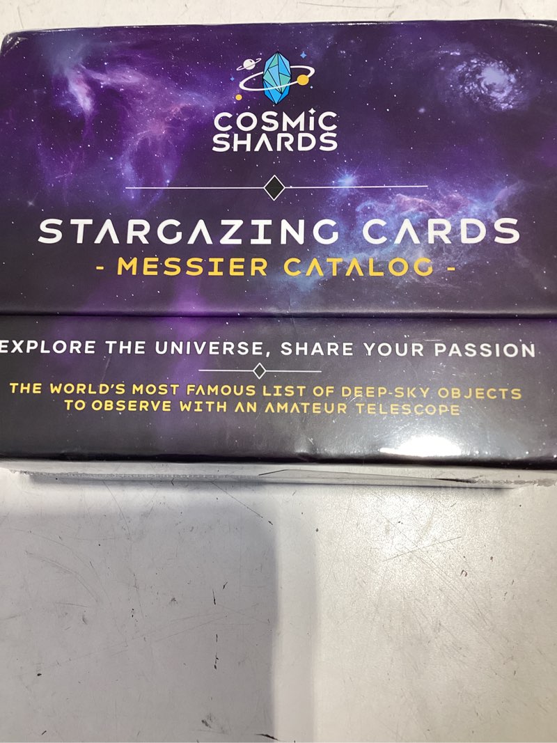 Condition photo showing New/Like New for stargazing cards - messier catalog | night sky exploration kit for telescopes & binoculars | flashcards with star charts, astrophotography & facts | perfect astronomy & space gift for kids & adults
