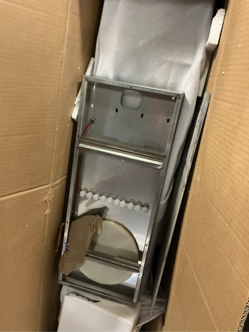 Condition photo showing As Is for homevacious 4 in 1 shower panel system with shelf,led rainfall shower head and massage body jets,3 functions handheld head and tub spout,stainless steel bathroom shower fixtures,brushed nickel led shower panel brushed nickel and black