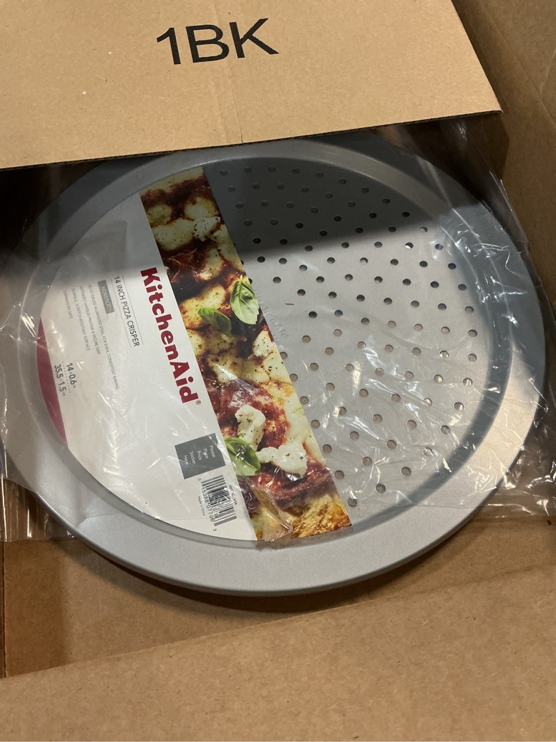 Condition photo showing New/Like New for kitchenaid nonstick aluminized steel pizza crisper, 14-inch, silver