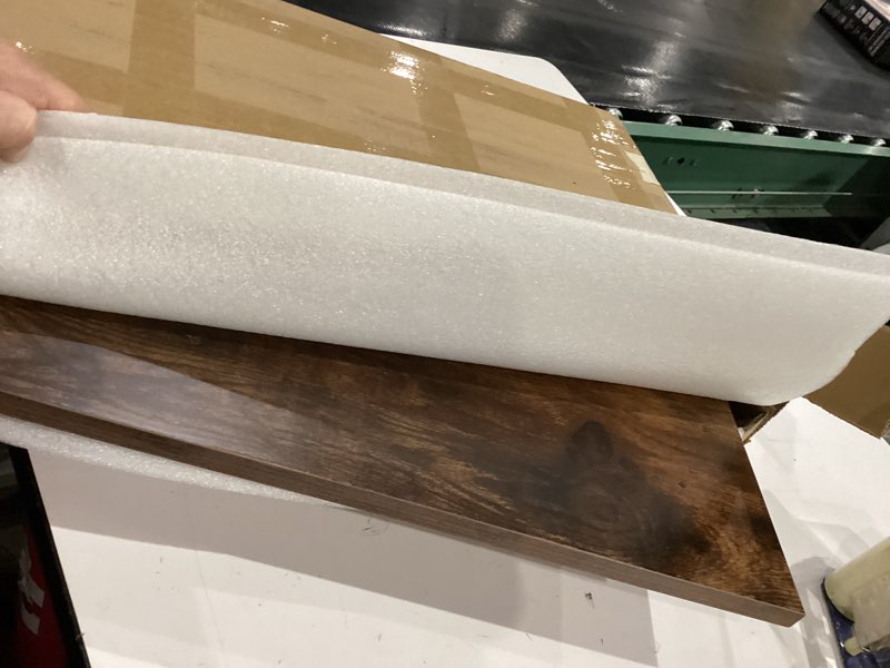 Condition photo showing Good Condition for 24 inch Foldable TV Tray Table, Foldable Portable C-Shaped Sofa end Table, Oversized Sofa Side Laptop Desk, Suitable for Living Room and Bedroom (1, Rustic Brown) Rustic Brown 1