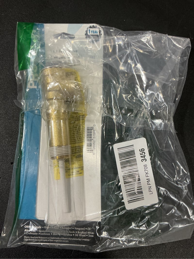 Condition photo showing Good Condition for Temperature and Pressure Relief Valve (T&P) - Extended Shank 3.9 inches (W) x 3.9 inches (L) x 10.6 inches (H) Gold
