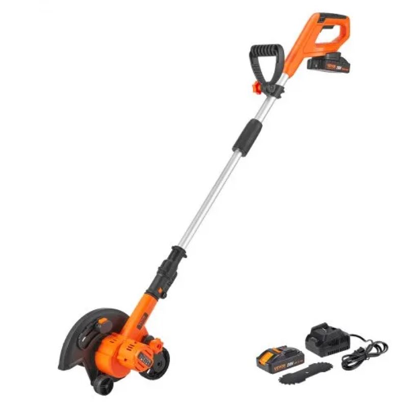 VEVOR Lawn Edger, 20 V Battery Powered Cordless Edger, 9-inch Blade Edger Lawn Tool with 3-Position