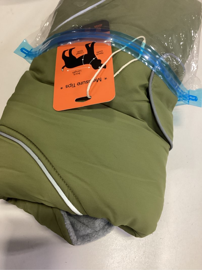 Condition photo showing Good Condition for Lelepet Warm Dog Coat Waterproof Dog Jacket for Large Dogs Reflective Fleece Vest with Adjustable Buckle Hook & Loop Windproof Cold Weather Coats for Small Medium Large Dogs, Army Green, L L Army Green