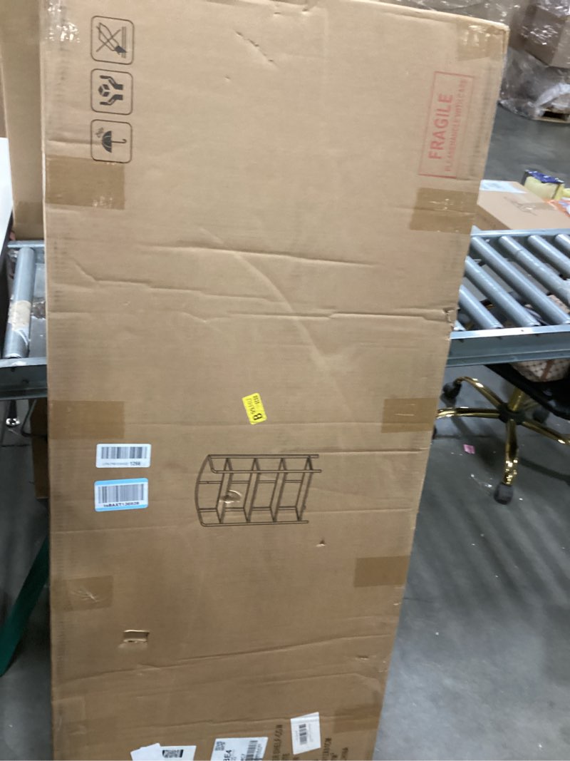 Condition photo showing Good Condition for Crofy No Assembly Folding Bookshelf for Living Room, 4 Tier White Collapsible Book Shelf for Home Office, Portable Bookcase Storage Organizer White Frame & Transparent Shelf 4 Tier