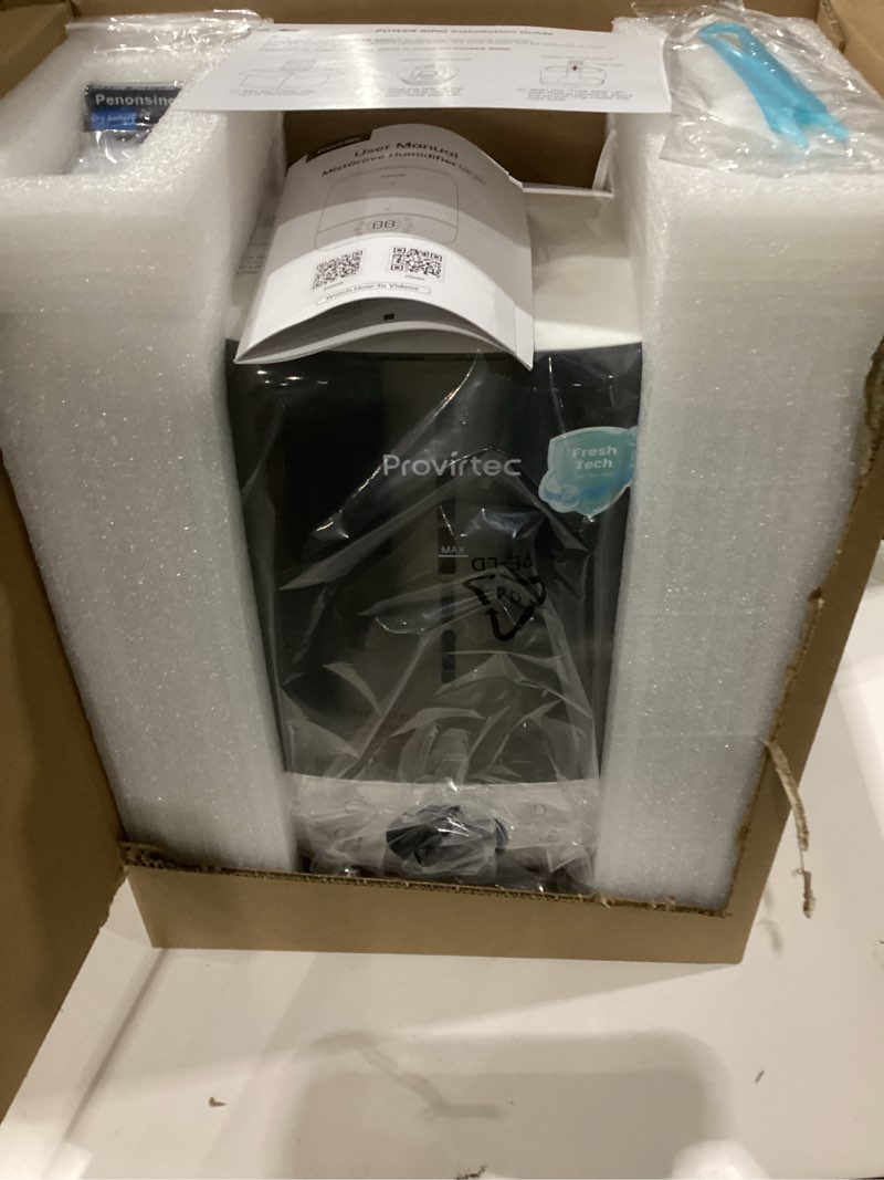 Condition photo showing Good Condition for provirtec 6l self-cleaning humidifier for large room, cleancare warm & cool mist, no-leak design & top fill, 60 hour runtime, quiet ultrasonic auto mode with remote control for bedroom & home, not tested