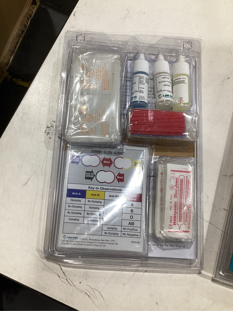 Condition photo showing New/Like New for lab-aids simulated abo and rh blood typing kit #1-s for life, biology, and health science classrooms
