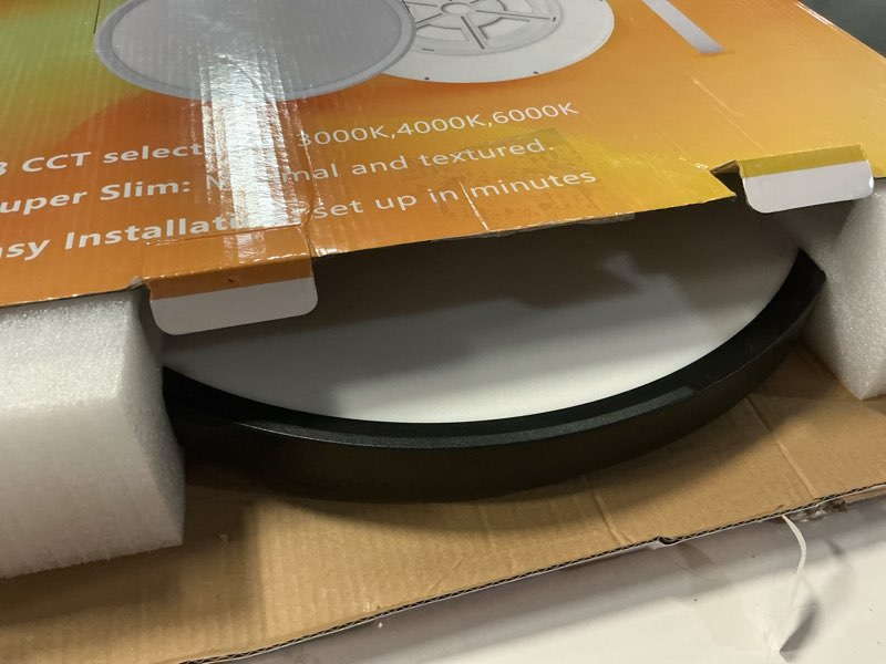 Condition photo showing Good Condition for 2pk 15.8 inch led ceiling light flush mount, 32w, 3480lm, 3000k/4000k/6000k cct selectable super slim led ceiling light, low profile round flat panel fixture for hallway, bedroom,kitchen ect black non-dimmable-15.8 inch-2pk