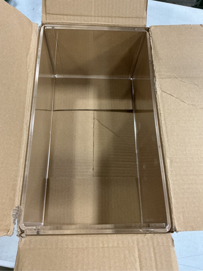 Condition photo showing Good Condition for 2 pcs extra large acrylic display risers, clear rectangular shelf stands 5mm thick for showcasing collectibles and decorative displays (14*6*7.8 in)
