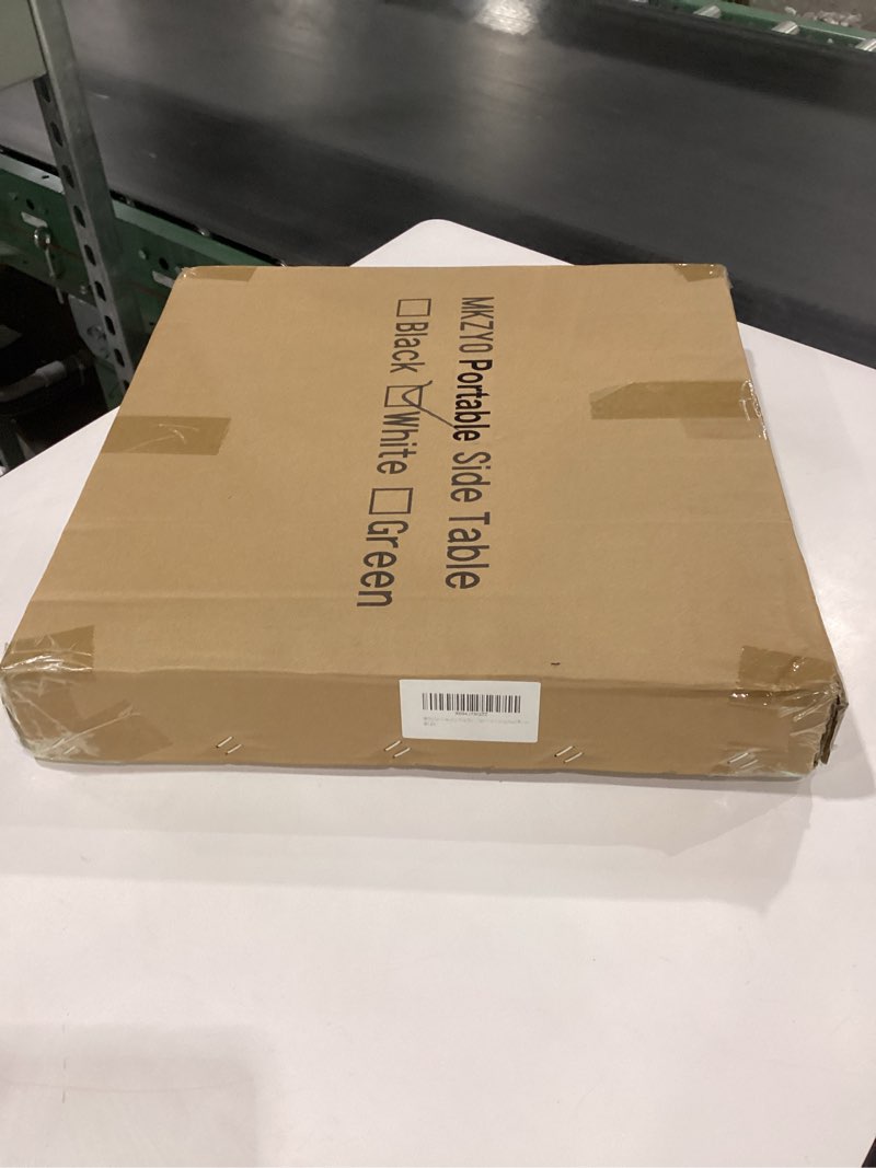 Condition photo showing New/Like New for MKZYO Patio Outdoor Side Table,2-Tier Round Modern End Table with Wheels and Handle,Versatile Accent Side Table for Balcony Porch Deck Poolside,Small Nightstand Bedside Table for Living Room(White)