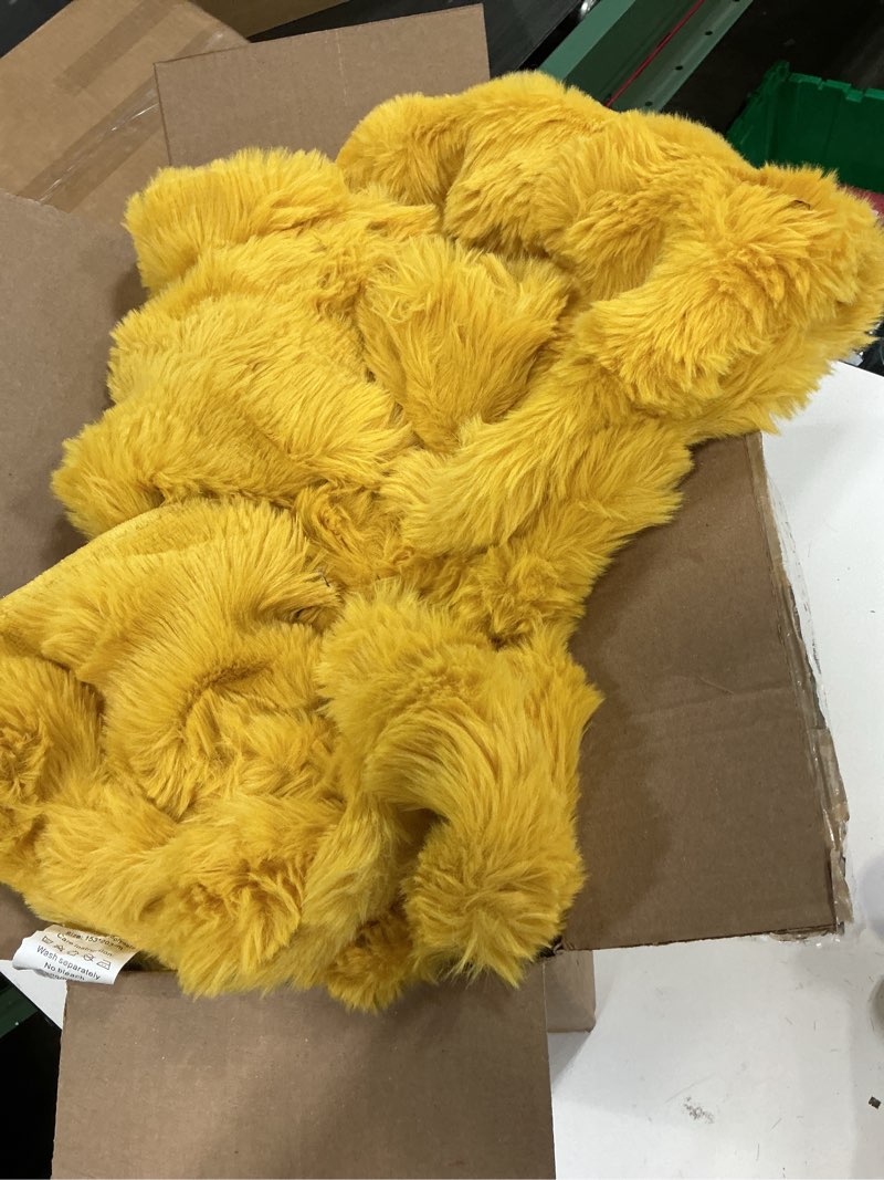 Condition photo showing Good Condition for Ultra Soft Cozy Faux Fur Throw Blanket, Fuzzy Plush Thick Bubble Blanket, Oversize Luxury Fluffy Blanket for Couch, Sofa, Bedroom, and Living Room,50x60 Inches, Dark Yellow Bubble Dark Yellow Throw