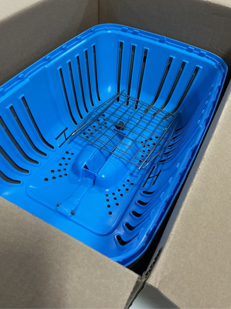 Condition photo showing Good Condition for MidWest Homes for Pets Spree Travel Carrier – Hard-Sided Dog & Cat Carrier, Small Pet Travel Crate with Handle, Ventilated Design, Easy Assembly, 24-Inch, Blue Blue 23.6"L x 15.6"W x 15.0"H